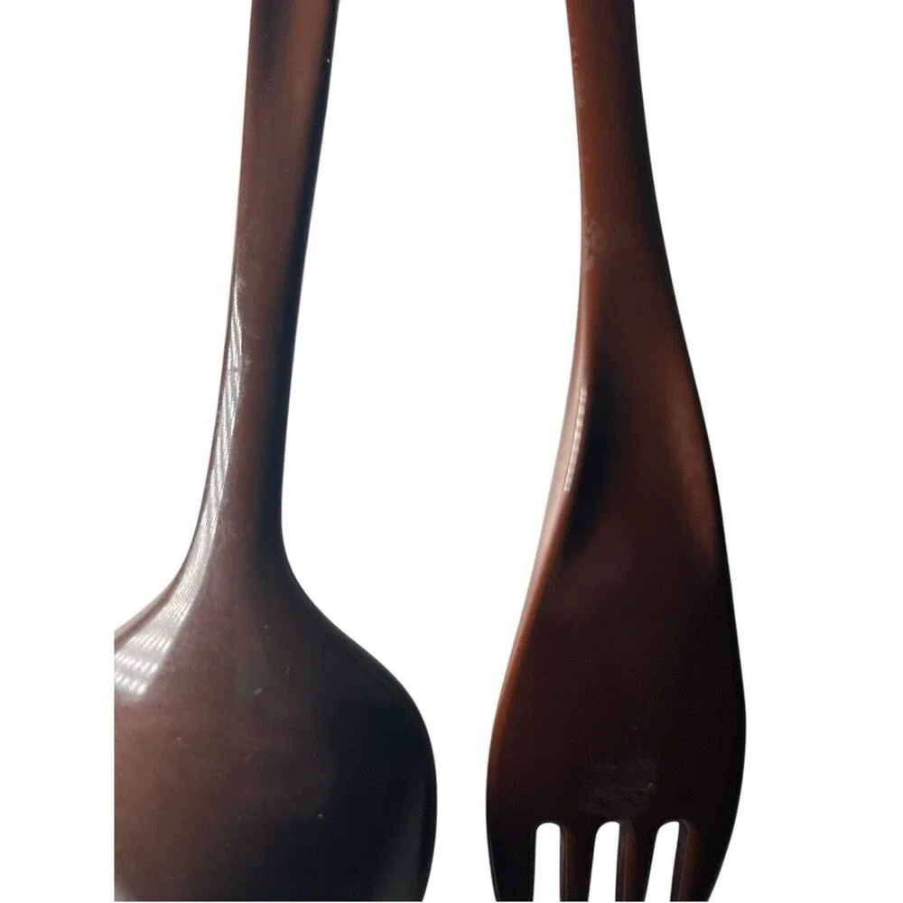 Vintage Rosti Melamine Utensil Set Brown Spoon Fork Stirrer 2 Pieces Denmark